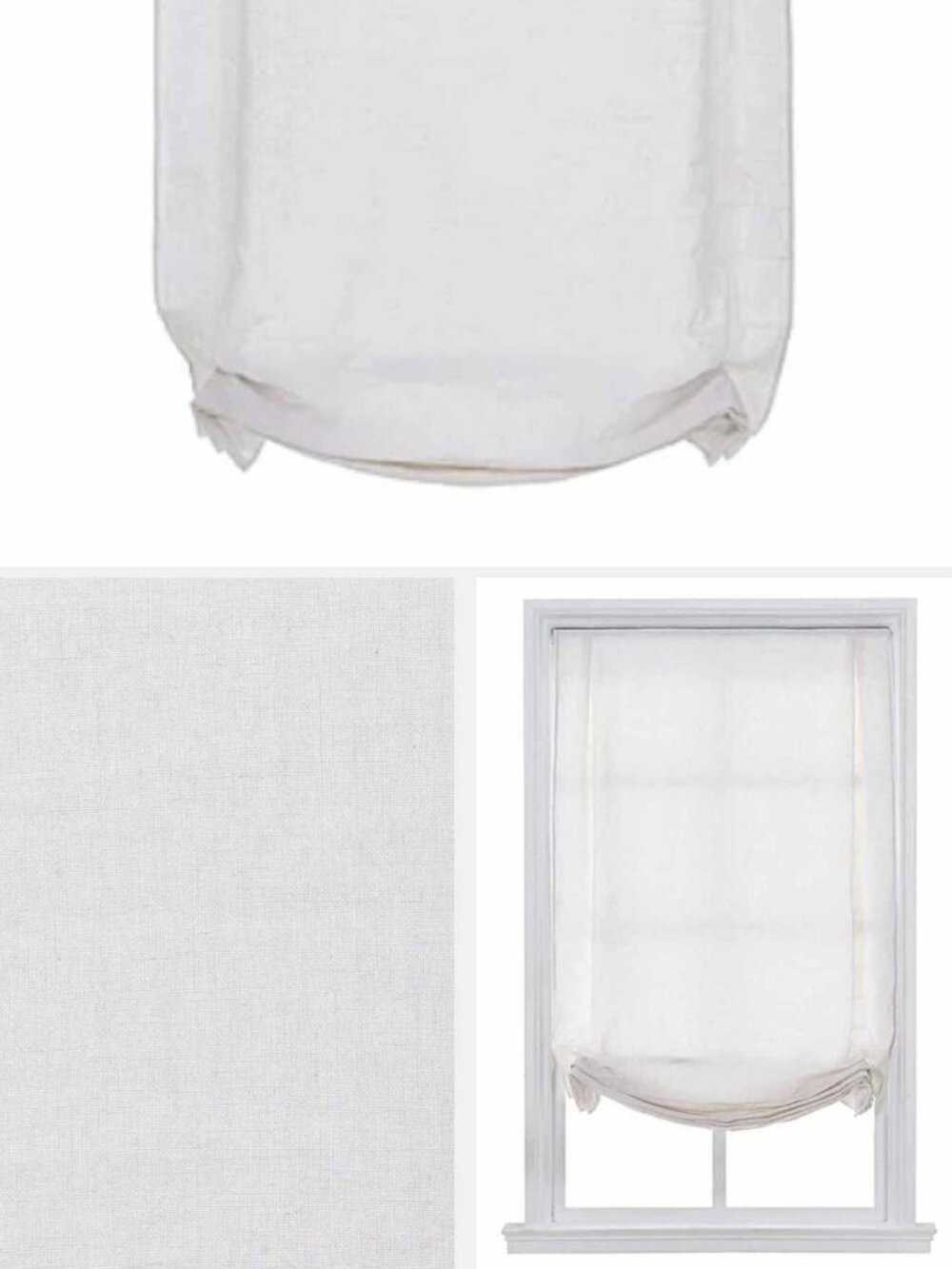 Cordless Linen Tulip Cool White Roman Shade Blind 31 in x 64 in Light Filtering